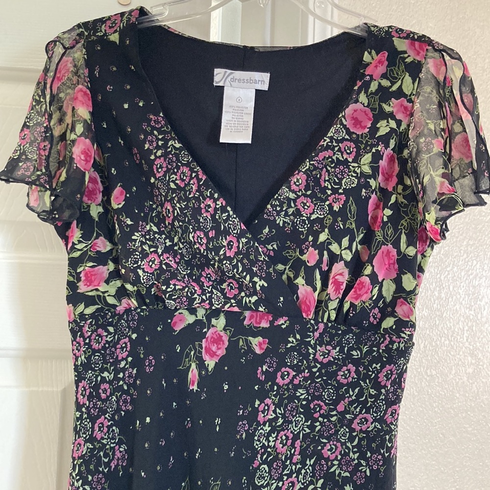 Dressbarn Floral Fully-lined Short Sleeve Dress
